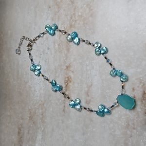 🤩Emily Ray 925 Silver Blue Pearl Necklace😍 NWOT